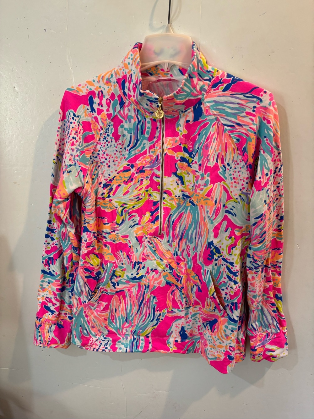 Lilly Pulitzer Multi-Color Tropical Print Quarter-Zip Popover Jacket